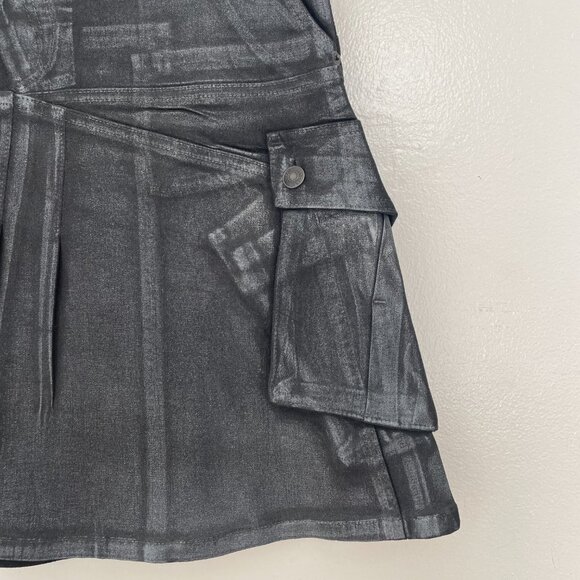 Ottolinger Black Denim Acid  Wash 'Trompe L'œil' Cargo Mini skirt Womens Y2k - Picture 4 of 10